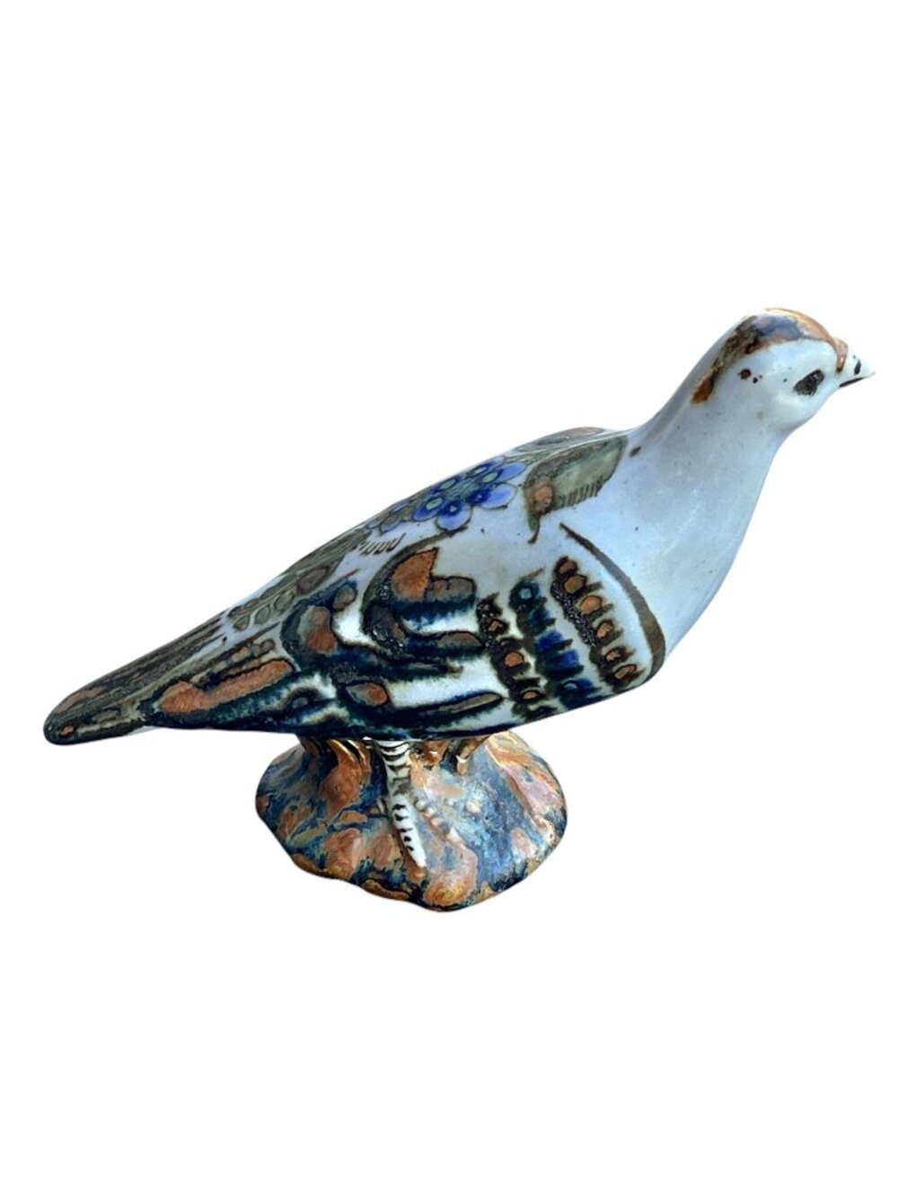 Vintage Hand-Painted Tonala Ceramic Bird Figurine From Mexico 8" x 3" x 5.75" Wi